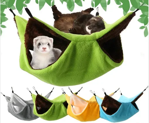 

Pet Double-layer Plush Hammock Warm Hamster Hanging Bed Ferret Hanging Bed for Cat Rodents Hammock for Hamster Pets Supplies