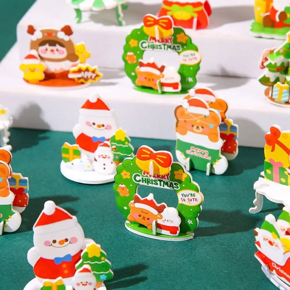 Santa Claus Christmas 3D Puzzle Snowman Christmas Tree DIY Mini Christmas Tree Montessori Advent Wreath