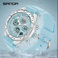 SANDA 6062 Luxury New Ms. LED Digital Sport Watch Fashion Casual Women Girl Military 50M Waterproof Quartz Ms. Wristwatches 2