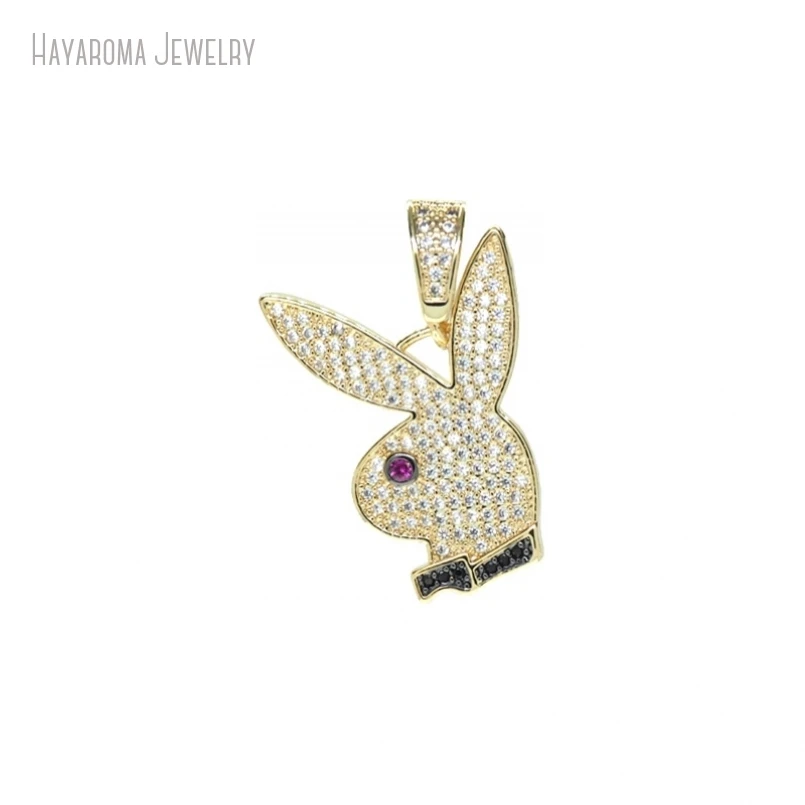 10Pcs Invisible Setting Metal Cubic Zirconia Jewelry Gold Color Copper Wholesale Animal Rabbit Head Pendant PM52642 3
