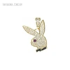 10Pcs Invisible Setting Metal Cubic Zirconia Jewelry Gold Color Copper Wholesale Animal Rabbit Head Pendant PM52642 3