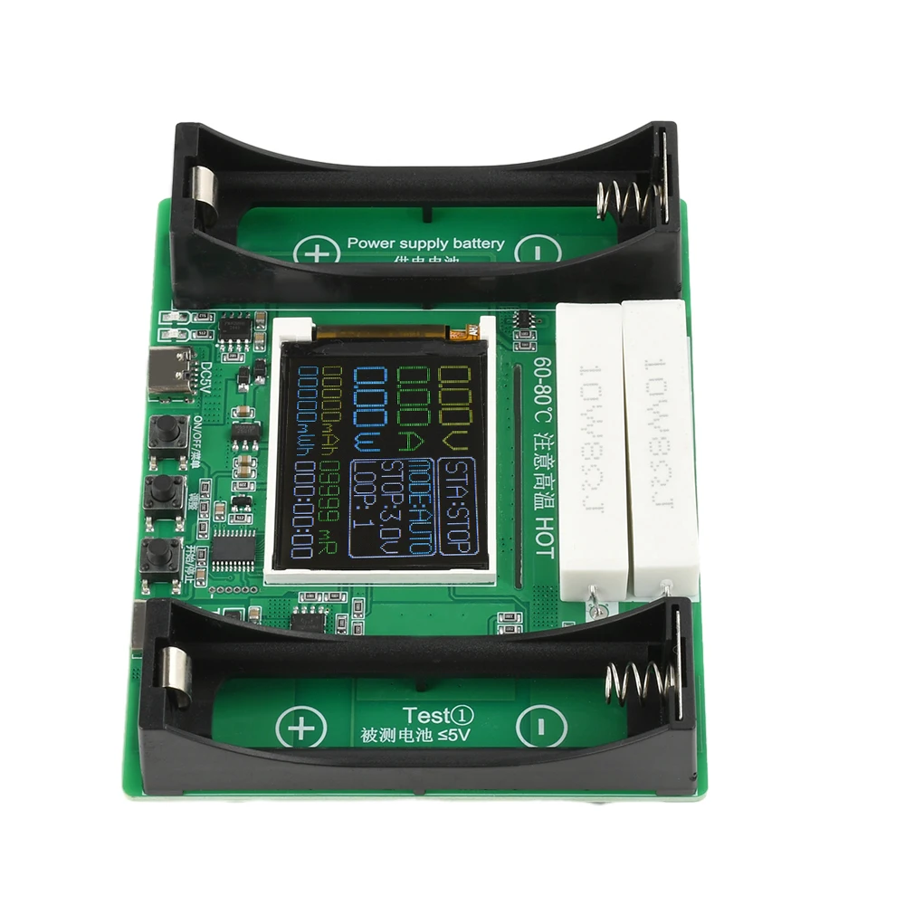 2-Channel 18650 Lithium Battery Capacity Tester MAh MWh Capacity Division Internal Resistance Measuring Module Type-C Tester