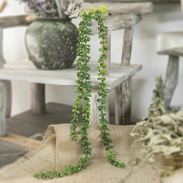 1-3pcs Artificial Fake String of Pearls Plant Faux Succulents Hanging Dark  Green