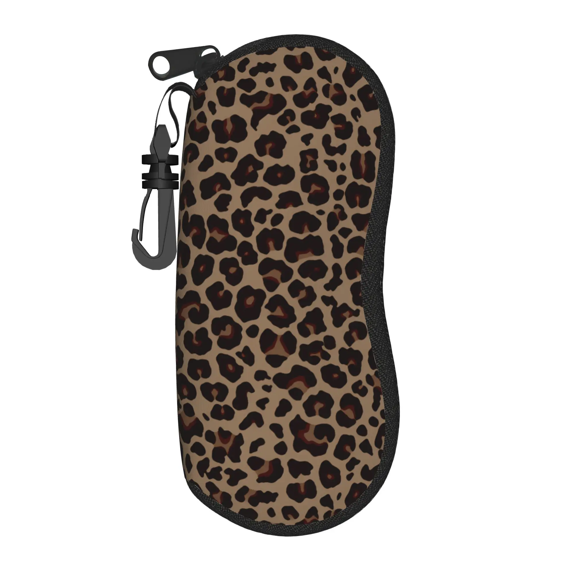 Leopard Print Stylish Eyewear Case with Zip Closure