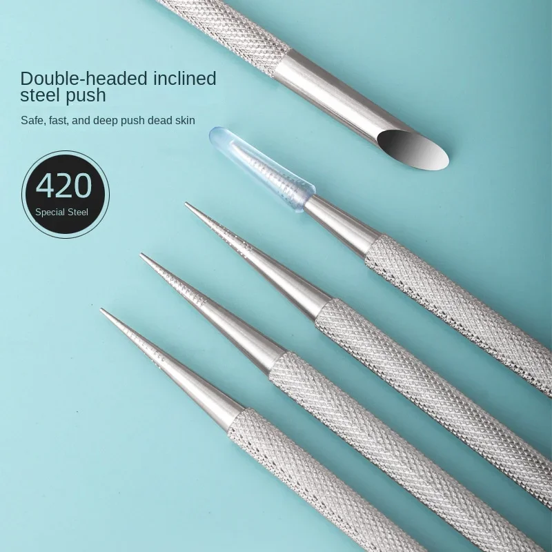 Nail Art Pusher Manicure Tools Nail Manicure Tools Nail Manicure Sticks Manicure Pedicure Tools Cuticle Pusher Double-ended Stainless Steel Cuticle Pusher Nail Manicures Remover Manicure Sticks Nail Art Tools