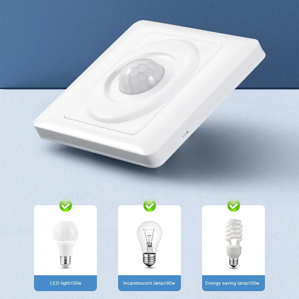 AC 220V LED smart switch smart light switch light sensor switch smart motion sensor light motion sensor motion detector human presence sensor PIR Motion Sensor Light Switch Infrared Human Body Detection Auto On Off Light for Corridor Staircase