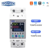 TOMZN 2P 63A 110V 220V TUYA WIFI Smart Switch Kwh Metering Circuit Breaker Timer with voltage current and leakage protection