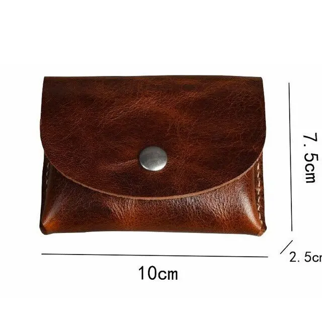 Handwork Vintage Leather Coin Purse Genuine Leather Minimalist Coin Case Men Mini Pouch Card Cowhide coin purse coin purse wallet
