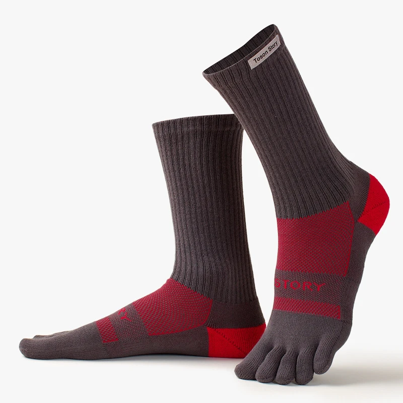 Sports socks Cotton Men's Sports Five Finger Socks Sweat Absorption Anti-odor Autumn Winter Towel Base Terry Long Tube Split Toe Socks 2025