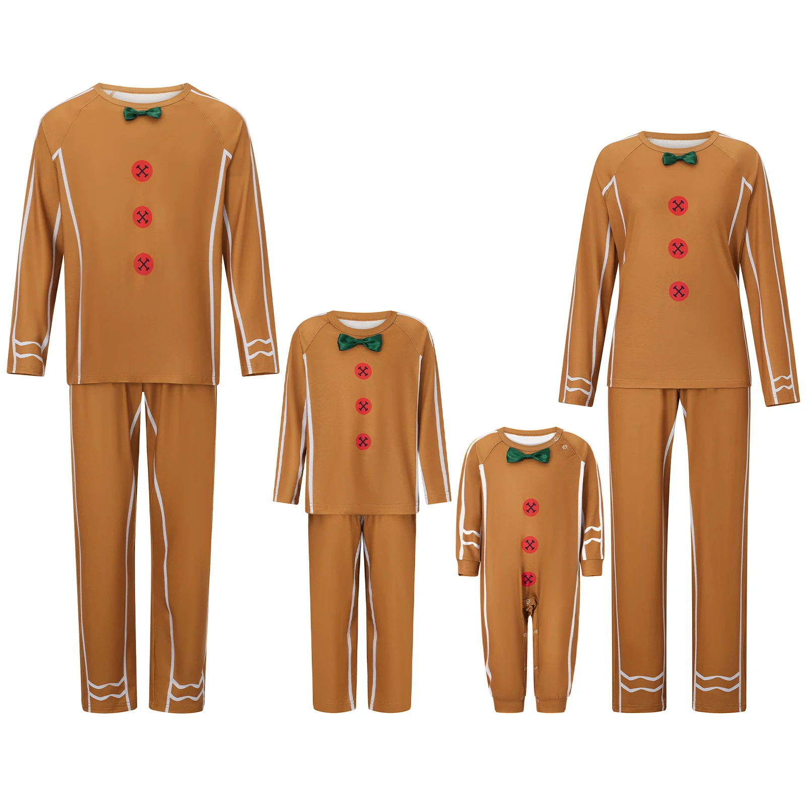 thumbnail image 2 of Pijama navideño a juego para toda la familia, mameluco para bebé, decoración de lazo con hombre de jengibre, conjunto de ropa de dormir con top y pantalones 2024, 2 of 5