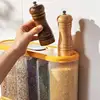 Kitchen Containers 4 Grids Cereal Dispenser Wall-Mounted Sealed Cereal Storage Containers Grain Box Food Can 5