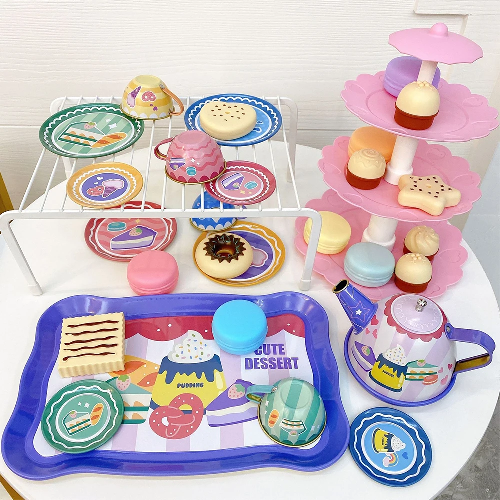 Toy Tea Set for Little Girls Princess Party Play Toy Kid Afternoon Tea Set Including Kitchen Pretend Toys Birthday Gift for Kids 5