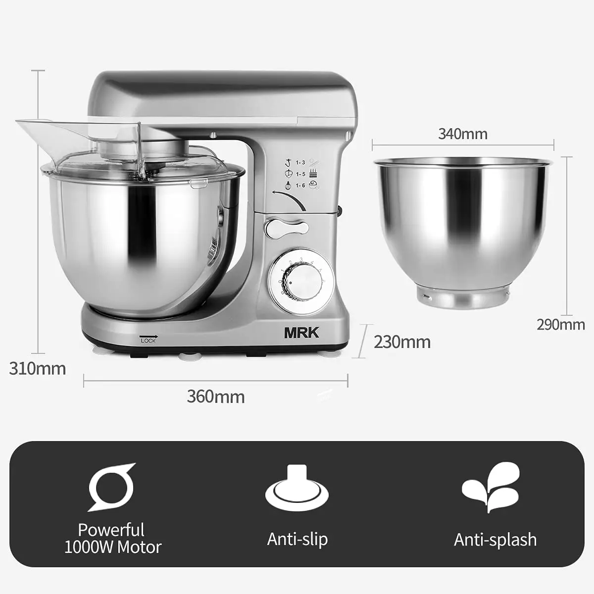 Ready to ship MRK Stand Mixer 5L 1000W Electric Dough Mixer Kitchen 8 Speed Tilt-Head Cake Food Mixer 3