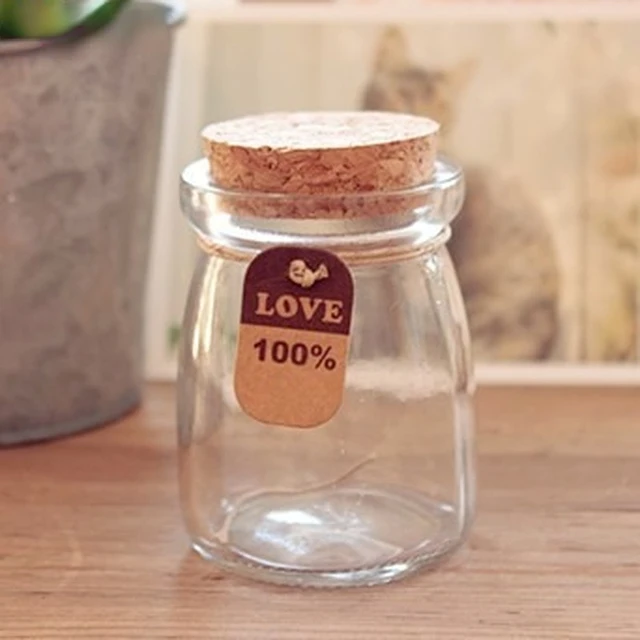 100ML mall Glass Bottles With Cork Lid Candle Containers Mini Mason Jar for  DIY Arts Crafts Personalized Label Tags & String