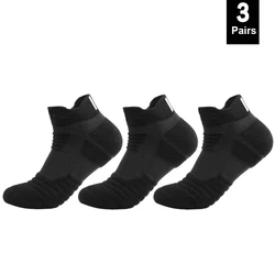 Premium Unisex Athletic Performance Short Tube Socks - Cushioned Towel Bottom, Solid Black - EU 39-45(Normal) (3 Pairs-Short-Black)