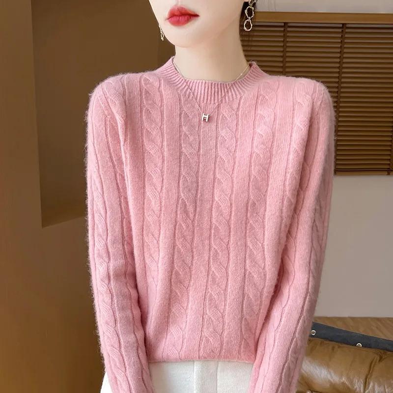 ERFMFKL Damestrui Merino wol Mock Neck Warm Truien