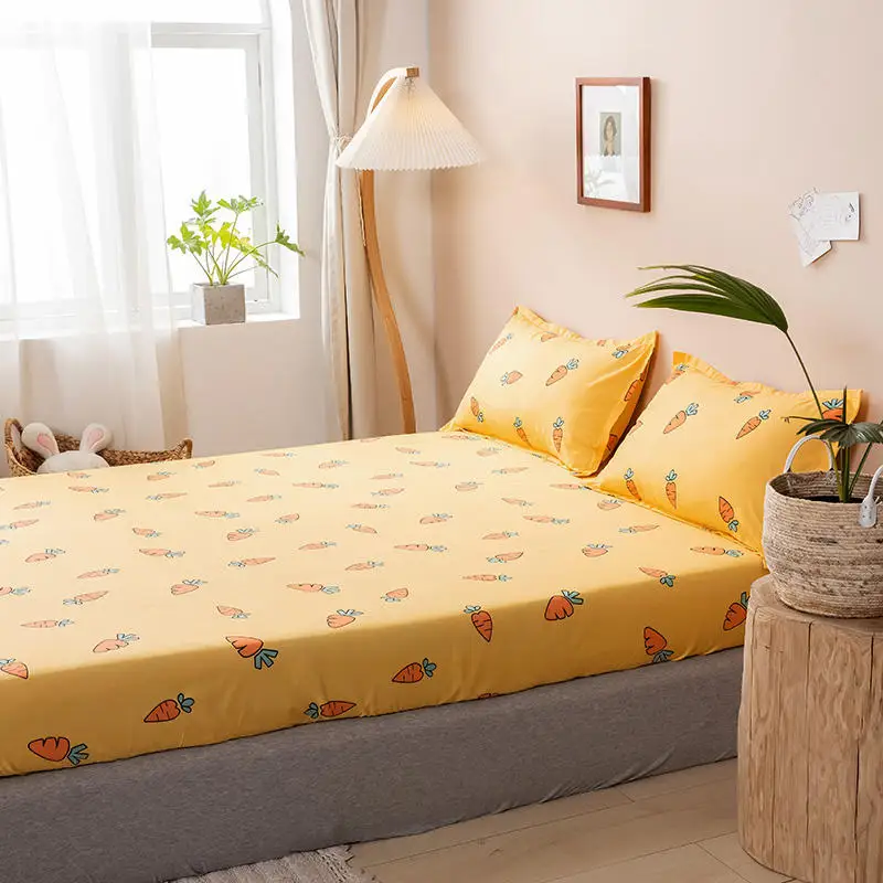Description Picture 4 of itemYaapeet 1 pc Mattress Cover With Elastic Twin/Full/Queen/King Size Fitted Sheet Carrot Pattern Bedsheet For Adults Children