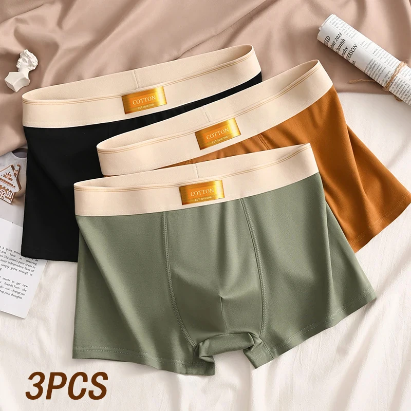 Men Underwear 3pcs Cotton BoxerShorts Hombre Panties Man Breathable Underpants Sexy Sports Comfort Male Boxers Large Size L-6XL