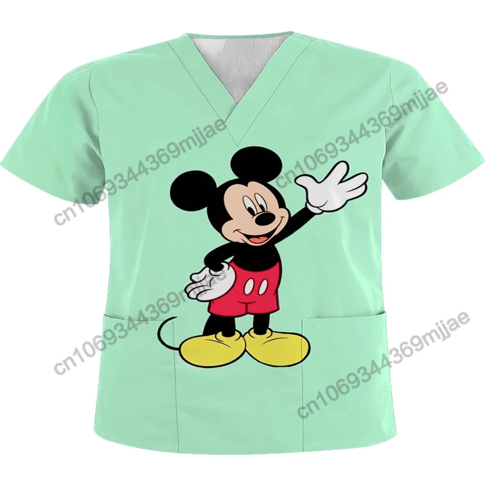 

Pocket Woman Clothes for Women Disney Zevity Nurse Uniform V-neck Traf 2023 Woman Women's Corset Y2k Tops Top T-shirt Summer
