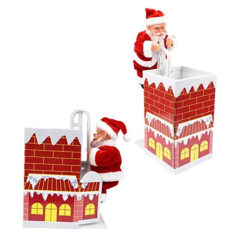 

Climbing Chimney Dolls Santa Claus Electric Toy Novelty Funny Toys Plastic Music Santa Dolls 2024 New Year Christmas Gifts