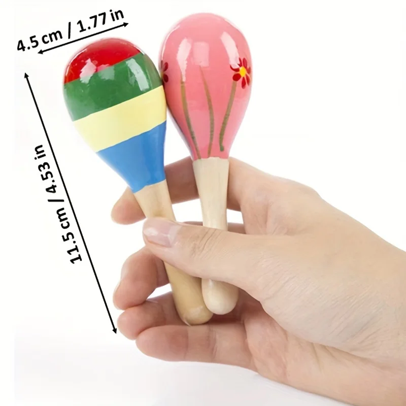 Mini Wooden Children Maracas Toys Premium Quality Funny Baby Sand Hammer Toy Noisemaker Infant Sound Recognition Educational Toy 5