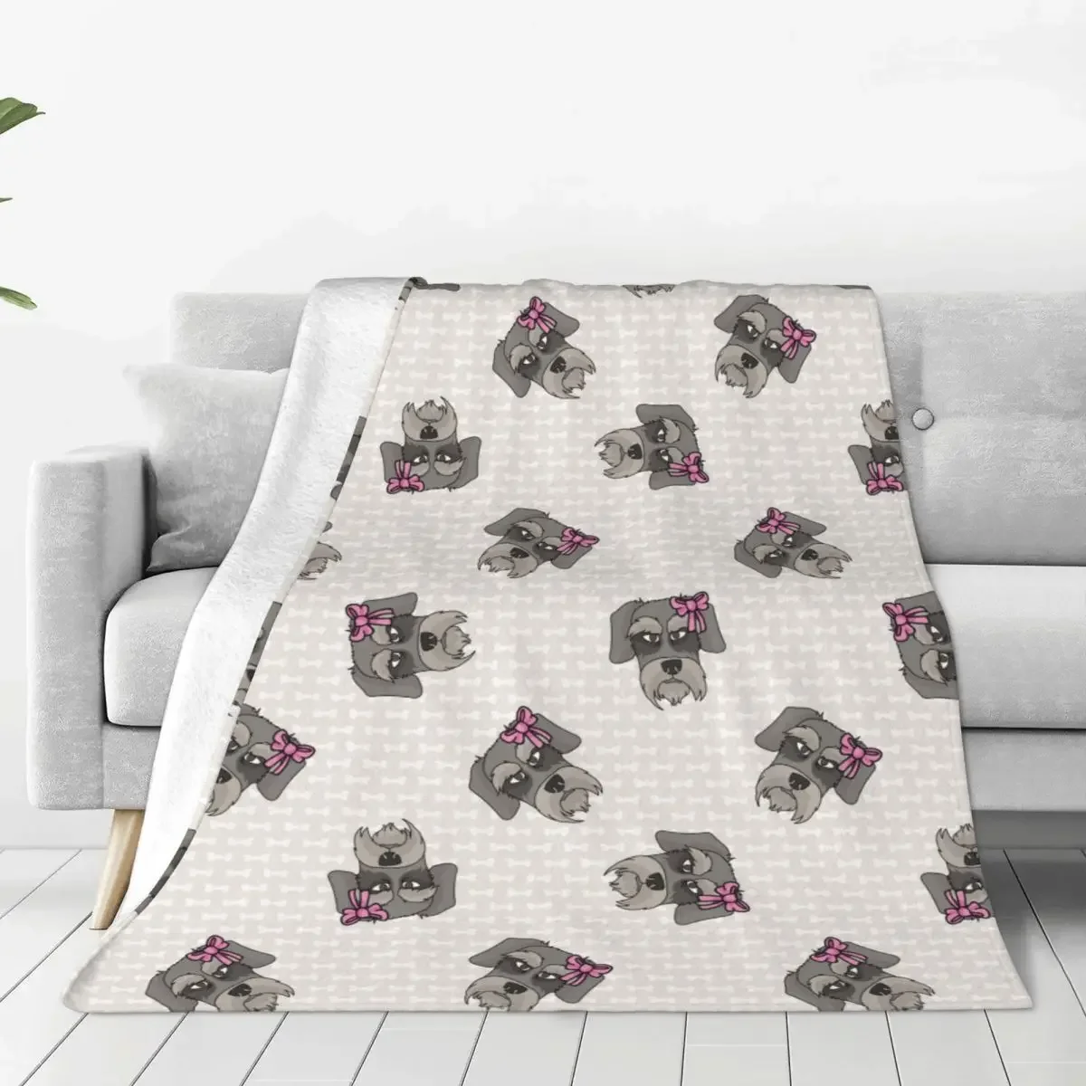 

Cute Schnauzer Dog Animal Blanket Velvet All Season Breathable Lightweight Thin Throw Blankets for Bedding Travel Rug Piece