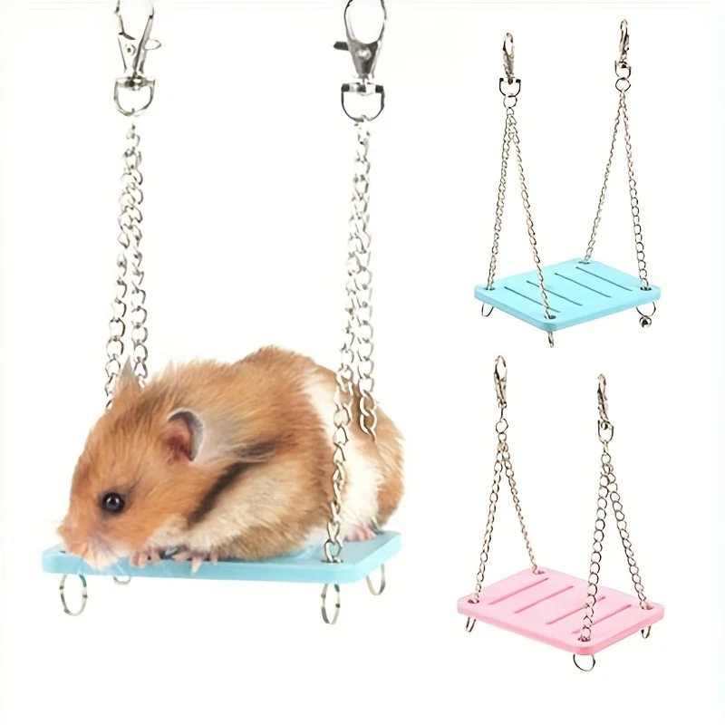 

4pcs Hamster Toys Supplies Golden Bear Swing Hanging Bridge Toy Cage Accessories Decorative Shape Small Swing