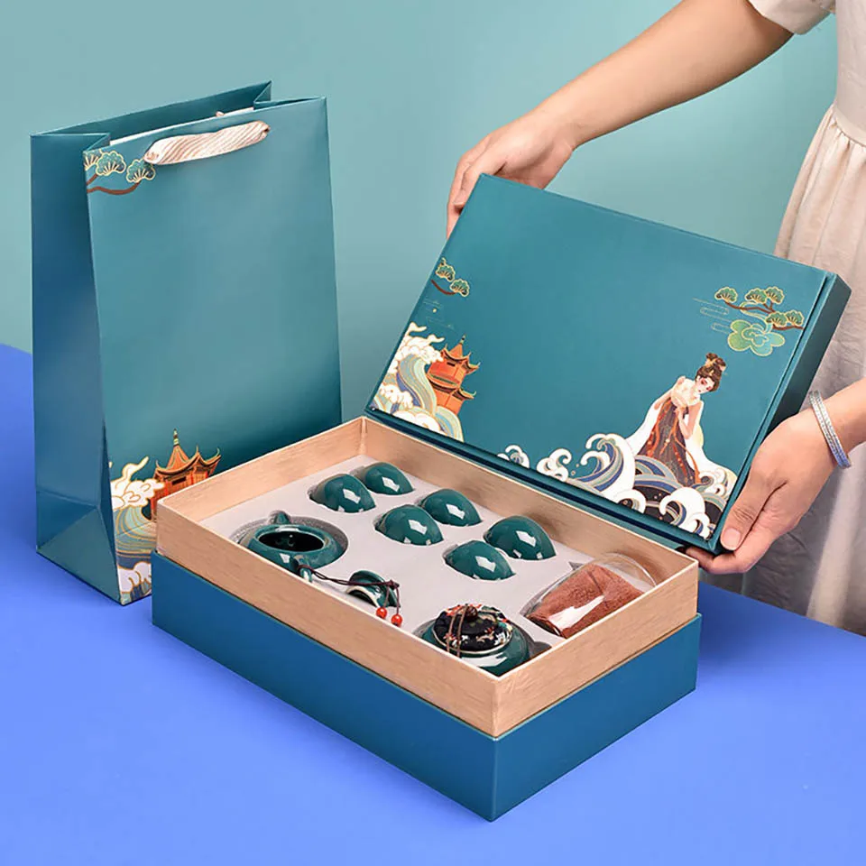 1 Set Porcelain Tea Set Ceramic Tea Cup With Box Chinese For Home Restaurant Office Gifts For New Year Holiday Lover