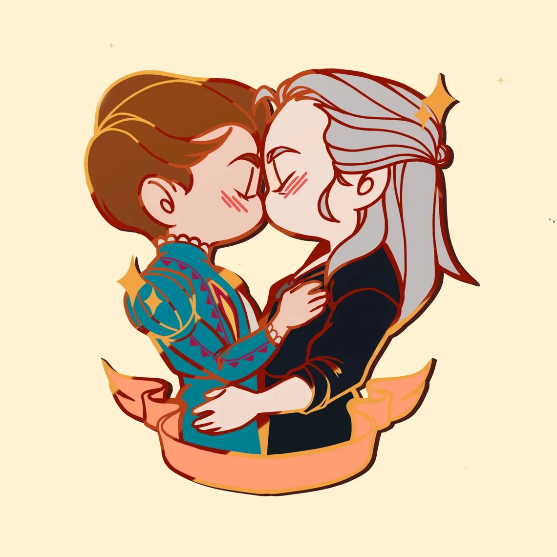 Demon Hunters Kisses Smalto Duro Pin Kawaii Cartoon Magic Boys Spilla Accessori Unici Homo Periferiche Distintivi Gioielli