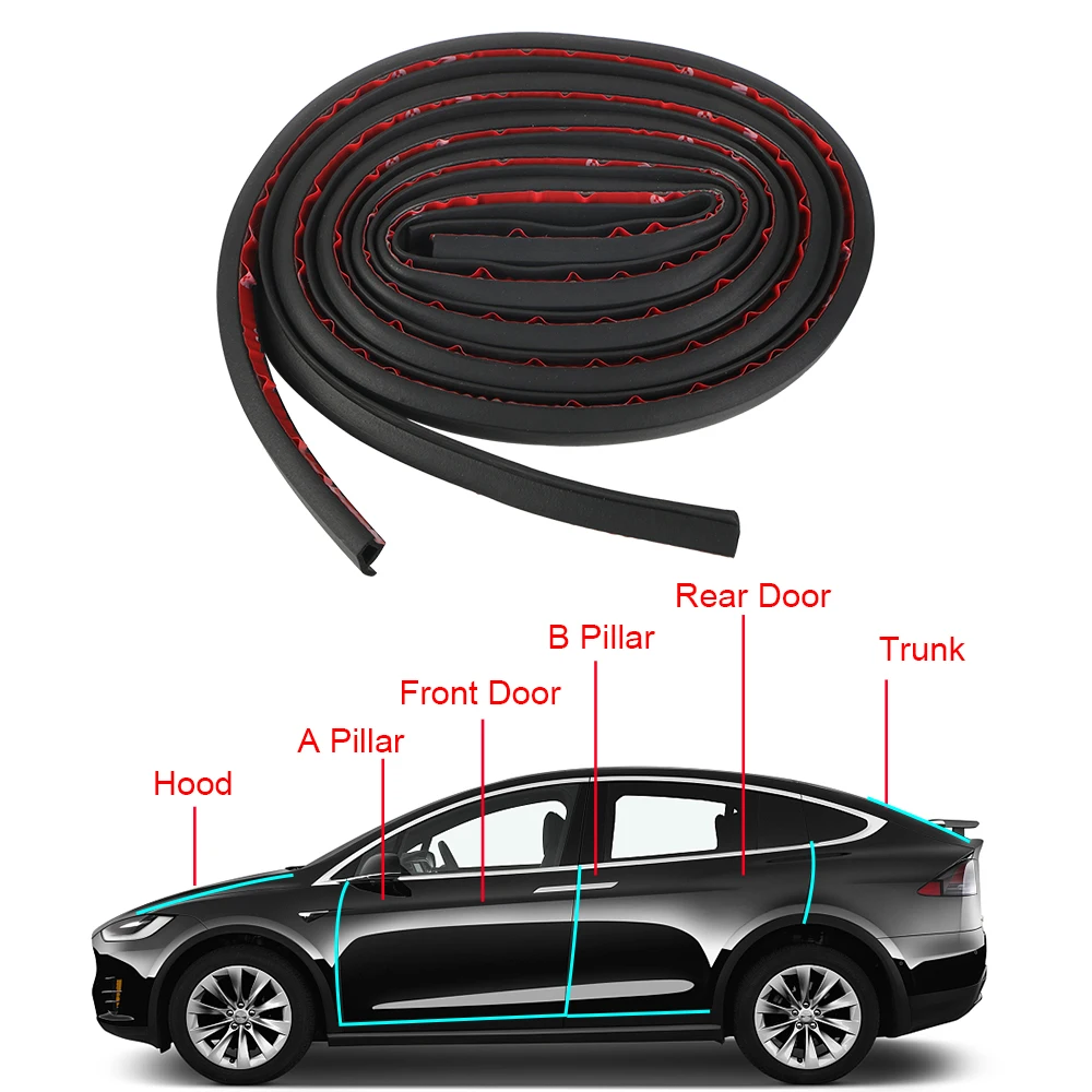 Door Seal Kit Soundproof Rubber Hood Dashboard A B Pillar For Tesla