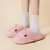 Couples Home Slippers Winter Cartoon Shark Slides Women Men Indoor Outdoor EVA Waterproof Thick Bottom Warm Plush Non Slip Shoes 2