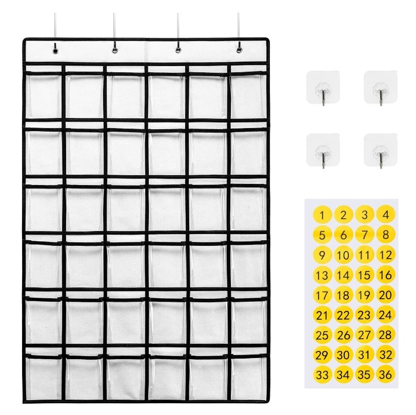 36 Clear Pockets Classroom Pocket Chart for Cell Phones Hanging Organizer  for Calculator Holder