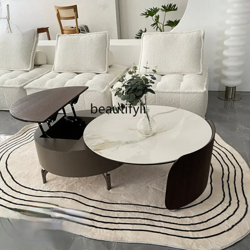 yj-Light-Luxury-round-Tea-Table-Retractable-Modern-Simple-Rotating ...