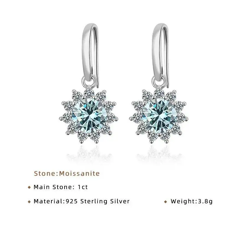 Joyce jelly 6,5mm 1ct gra Moissan ite Tropfen ohrringe für Frauen grün blau rosa Farbe s925 Sterling Silber Luxus edlen Schmuck – Detail 1
