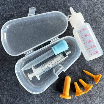 Kit per l'alimentazione di gattini e cuccioli, biberon in silicone morbido con scatola trasparente, facile da pulire e trasportare