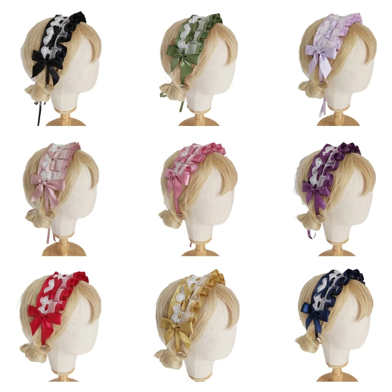 

Cosplay Lace Hair Hoop Lace Headband Bows Hairband Maid Costume Drop shipping