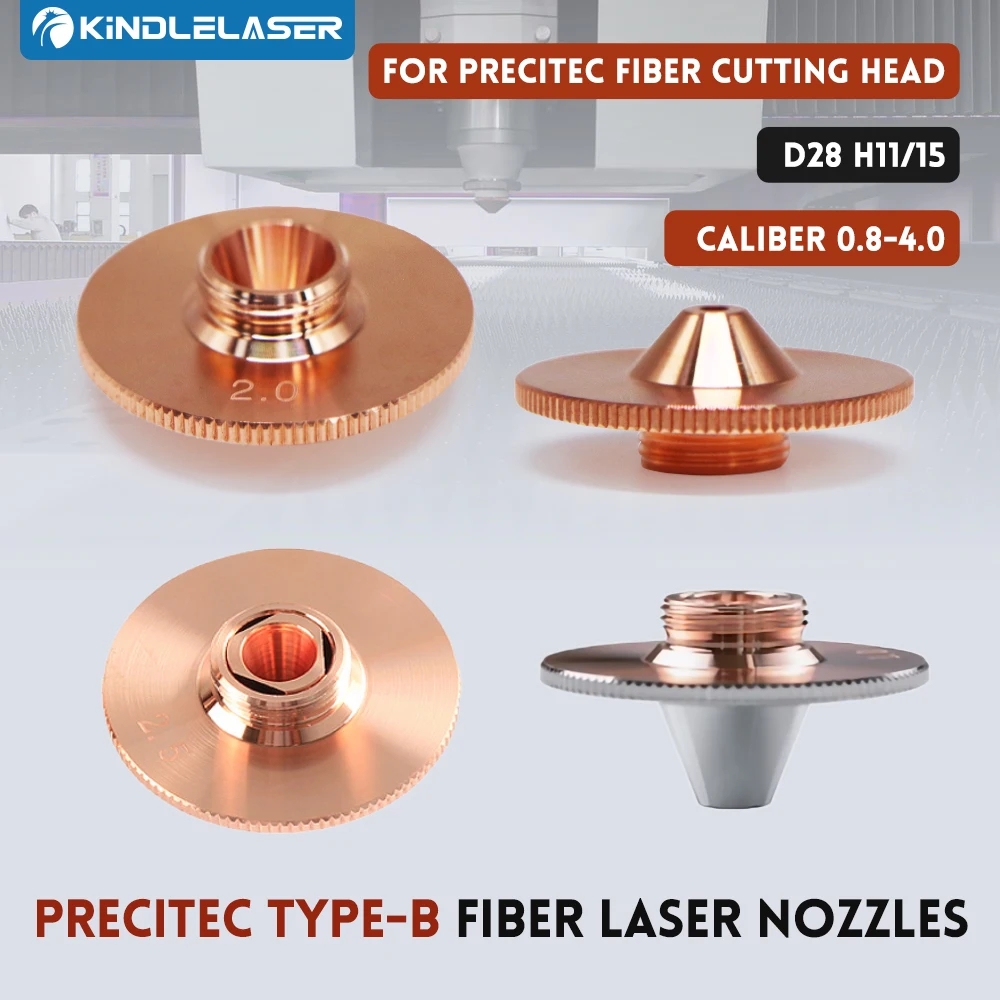 KINDLELASER Bulge Laser Nozzles Single Layer/Double Chrome Layers Caliber 0.8-4.0 D28 H15/11 M11 For Precitec Fiber Cutting Head