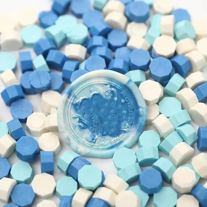50pcs/bag Fire Paint Seal Wax Beads Stamps Octagon Blending Colorful Wax Particles Envelope Wedding Invitation DIY Scrapbook