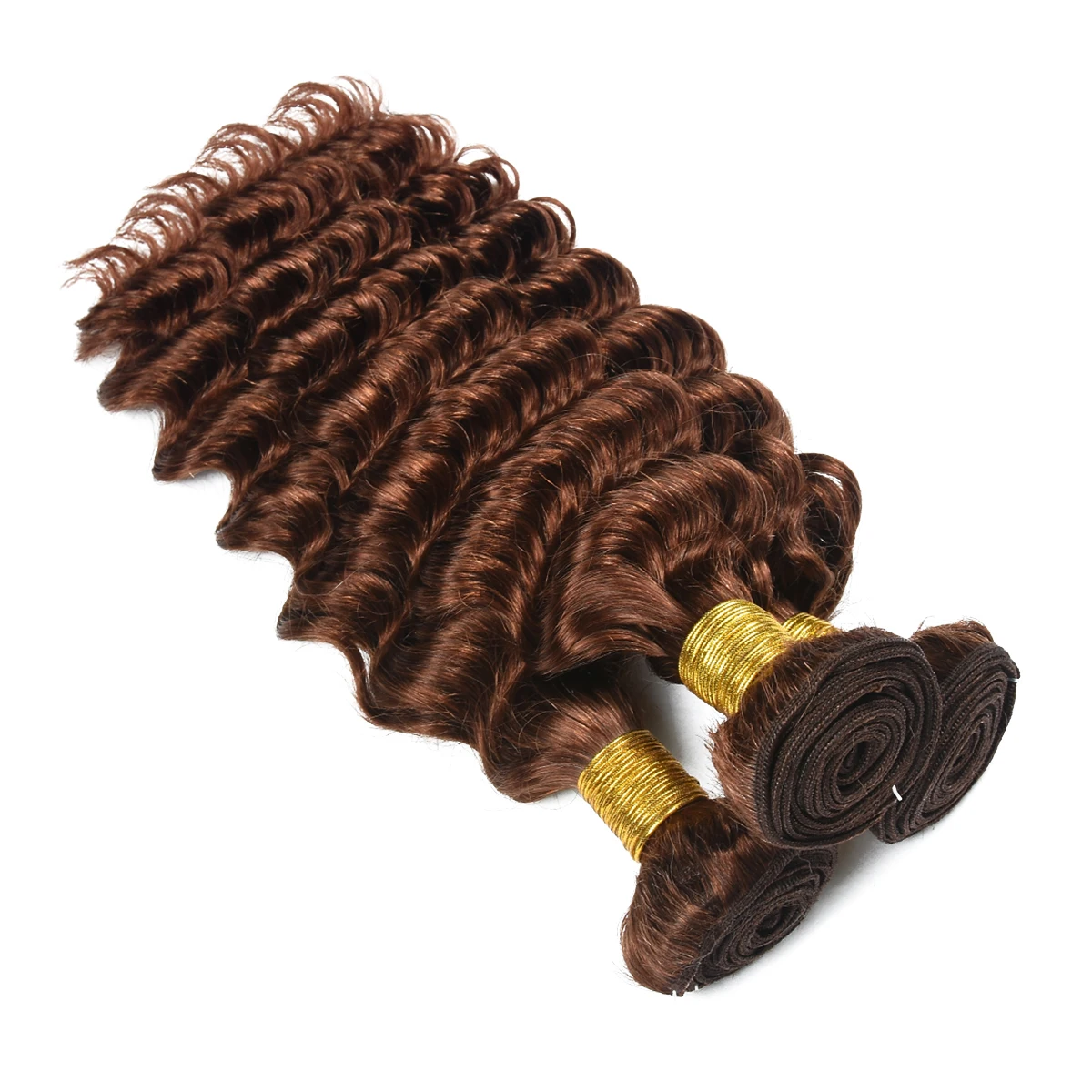 33# Deep Wave Human Hair Bundles Peruvian Remy Reddish Brown 1/3/4 Hair Bundles Deep Wave Human Extensions Weave