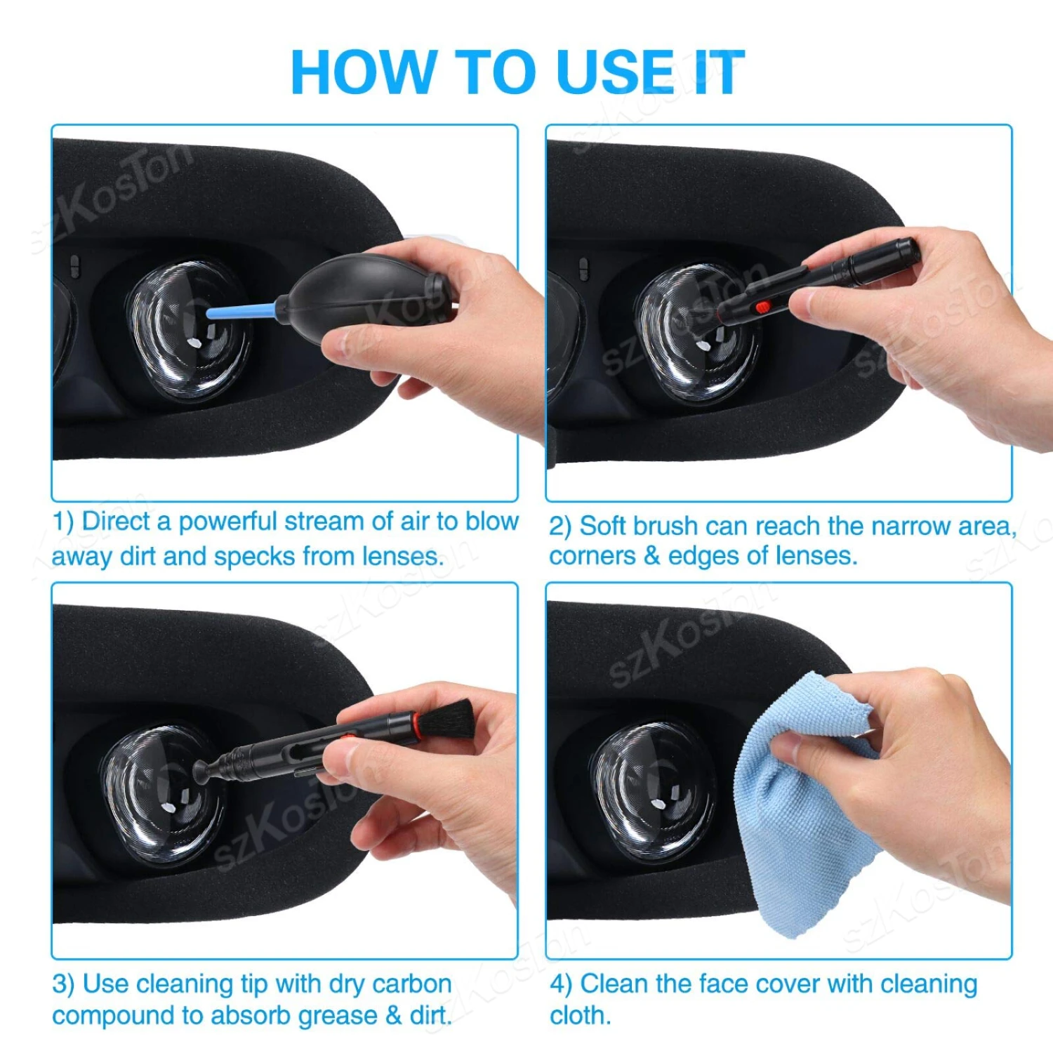 Universal VR Headset Anti-Scratch Lens Cleaning Kit with Optical Cleaning Pen