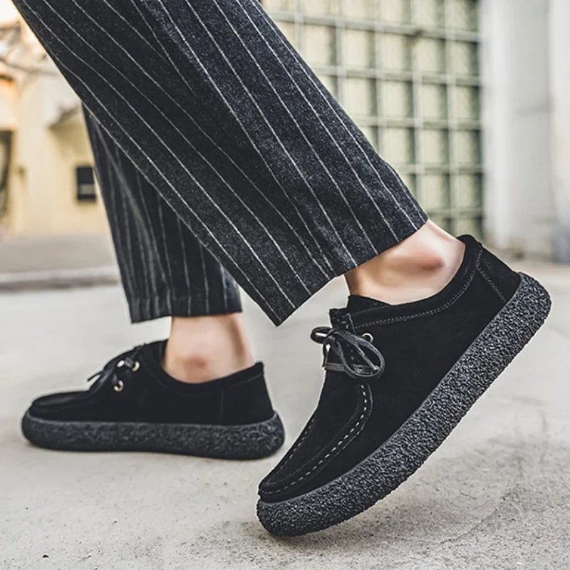 Retro Casual Men Shoes casual board shoes casual sneakers Luxury Suede Leather Loafers Men Sneakers Comfor Soft Sole Driving Shoes Walking tenis hombres
