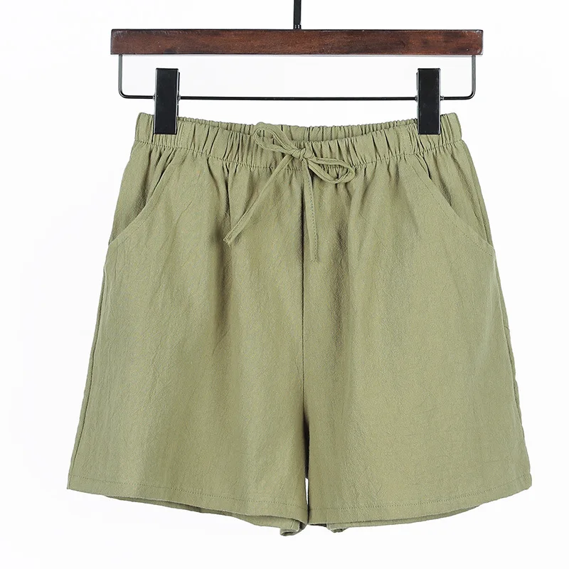 Womens Shorts Spring Summer 2022 Loose Linen Cotton Casual Khaki Korean Wide Leg Pant Drawstring Elastic Waist Bikers Shorts old navy shorts Shorts