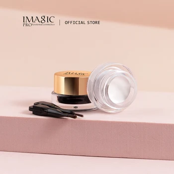 IMAGIC-2 색 아이라이너 젤 브러쉬 포함, 오래 지속되는 방수 퀵 드라이 블랙 매트 내추럴 프로페셔널 이지웨어 한국 메이크업