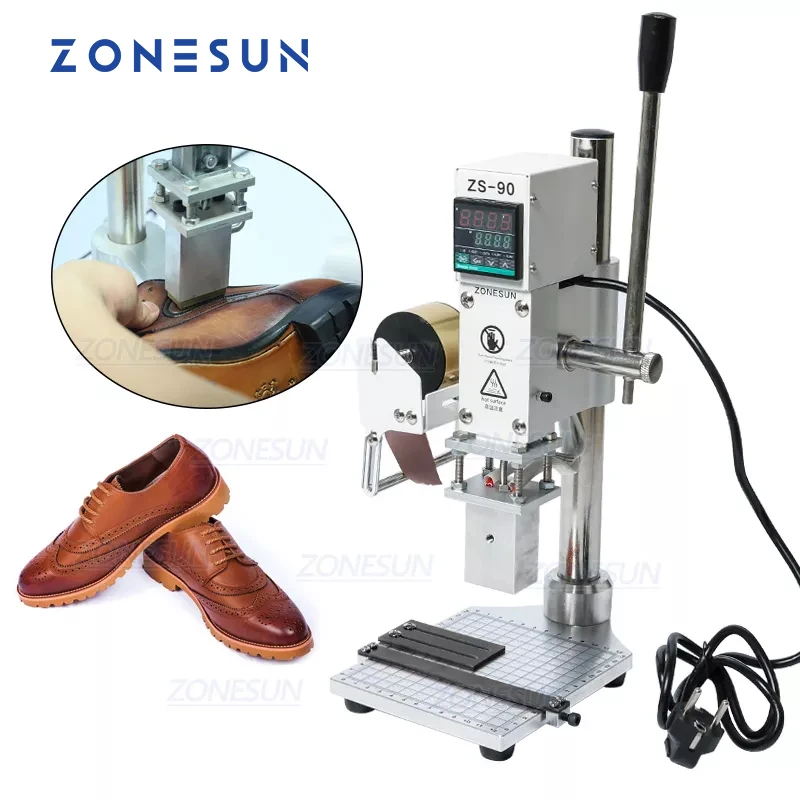 

ZONESUN машина для горячего тиснения фольгой ручная Бронзирующая машина для тиснения логотипа торговой марки для тонкой кожаной обуви