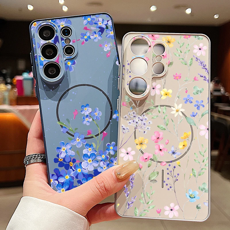 Magnetic Colorful Flower Hard Cover Phone Case