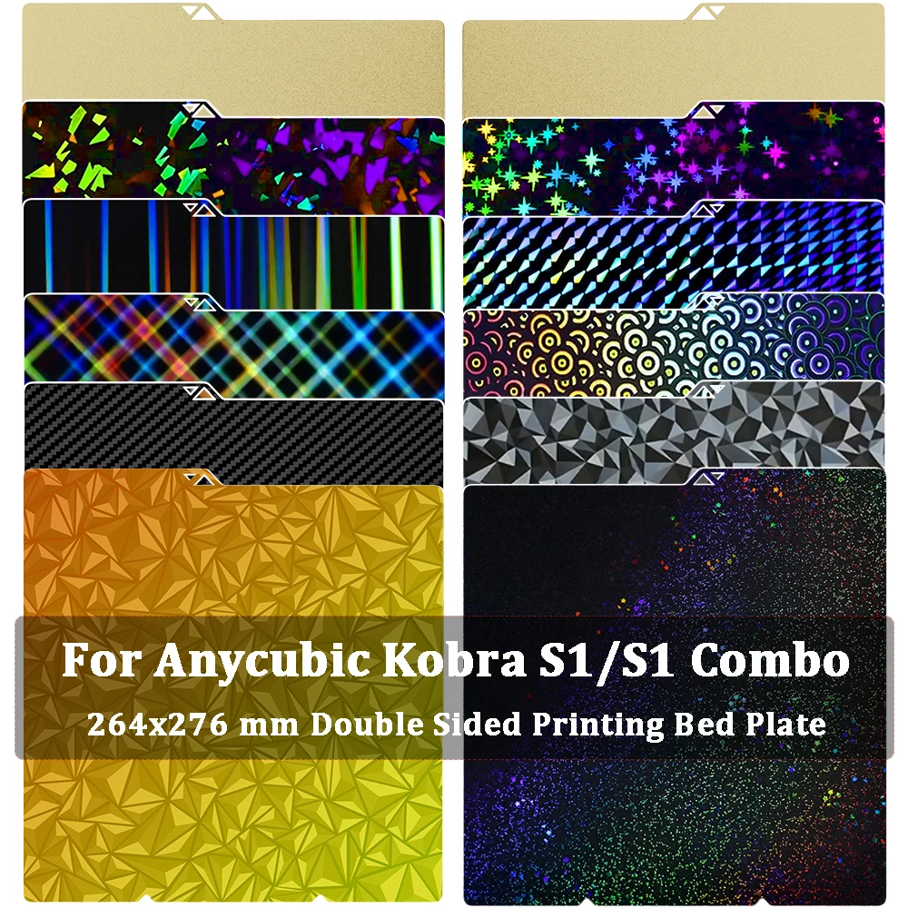 For Anycubic Kobra S1 Plate Pei Sheet 264x276mm Textured Kobra S1 Combo Build Plate Double Sided Peo Pet Pey Kobra S1C Bed