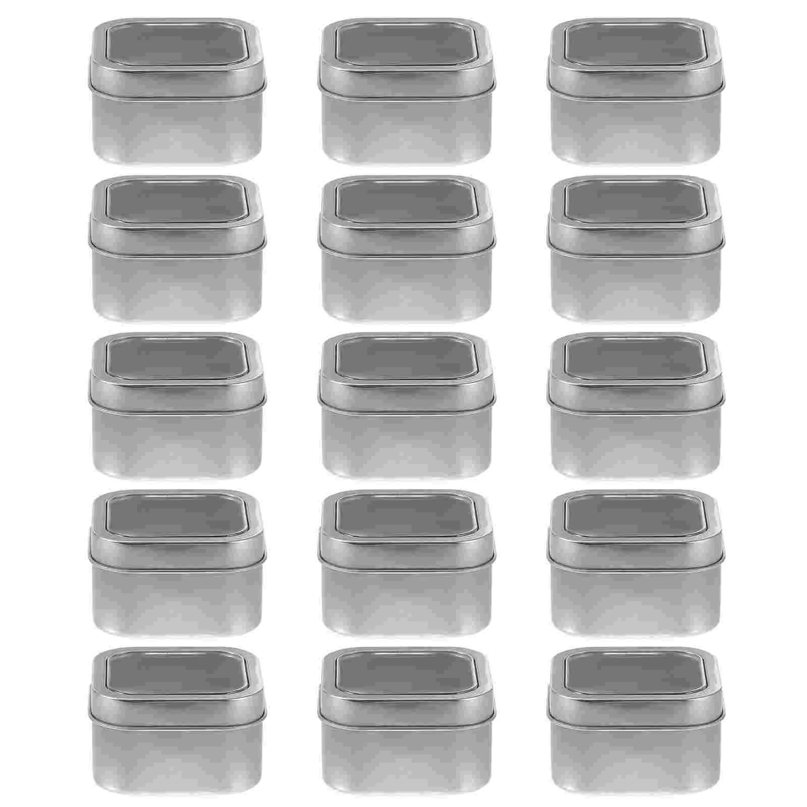 

15 Pcs Tinplate Box 4 Oz Tins Open The Window DIY Container Square Metal Containers With Lids for Making