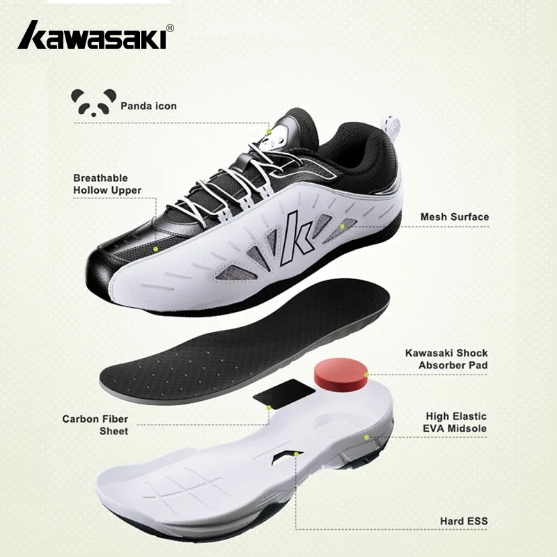 Kawasaki 2024 PANDA Unisex Men's Shoes Badminton Shoes