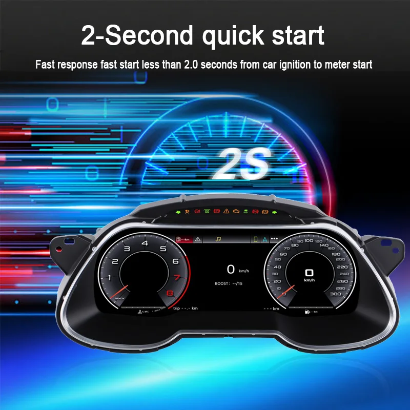 아우디 A4 2013-2016용 디지털 계기판 iOS CarPlay 안드로이드 오토 속도계, 대시보드, 게이지, 12.3HD 가상 조종석 LCD