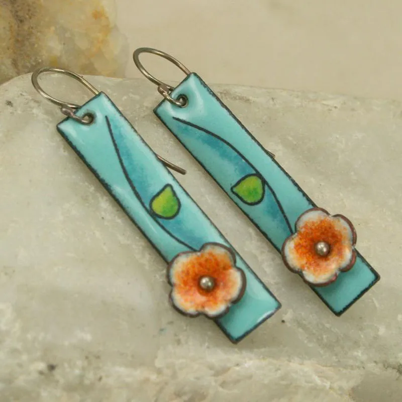 Bohemian Painted Leaf Flower Earrings for Women Tribal Jewelry Handmade Vintage Crystal Dangle Earring Pendientes dangle earrings drop earrings flower earrings pendant earrings crystal earrings